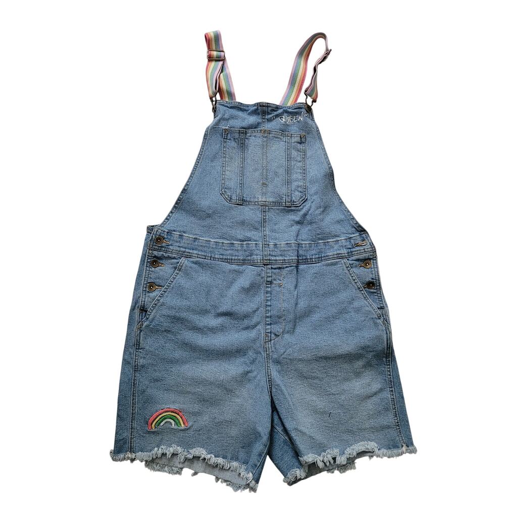 Target Size‎ L Women's Rainbow Pride Light Wash Shortalls Queen Pride LGBTQ+